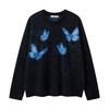 Unisex Oversized Knit Sweater With Butterfly Jacquard Soft Cozy Winter Pullover Youth Streetwear