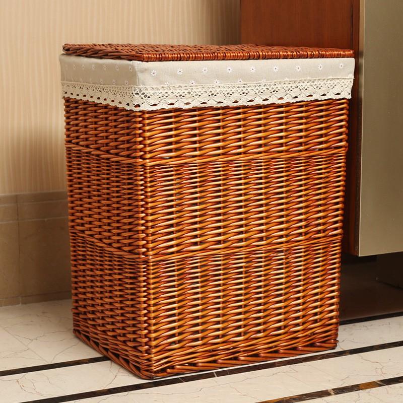 Woven Laundry Hamper With Lid Rectangular Storage Basket Bedroom Bathroom Modern Minimalist Home Organization