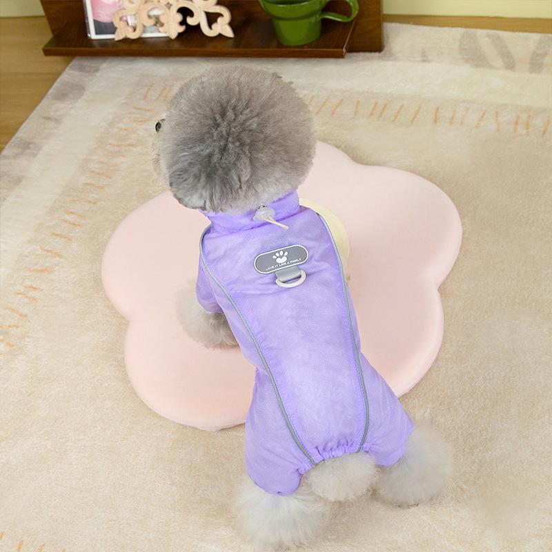 Spring dog clothes simple outdoor four-legged leather label sunscreen clothes small dog than bear teddy thin pet clothes