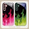 Simple Green Flame For Samsung Galaxy A01 A02 A03 Core A04 A14 4G A13 54 34 31 20 25 23 22 5G S21 Ultra S20 Glass Phone Case