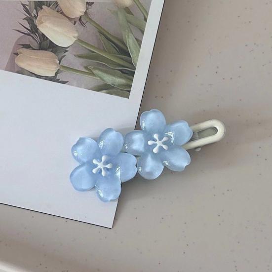 4 Stuks Meisjes Haarspeld Macaron Kleur Kersenbloesem Haarclips Parelmoer Textuur Stabiele Golvende Pony Haarspelden Haaraccessoires