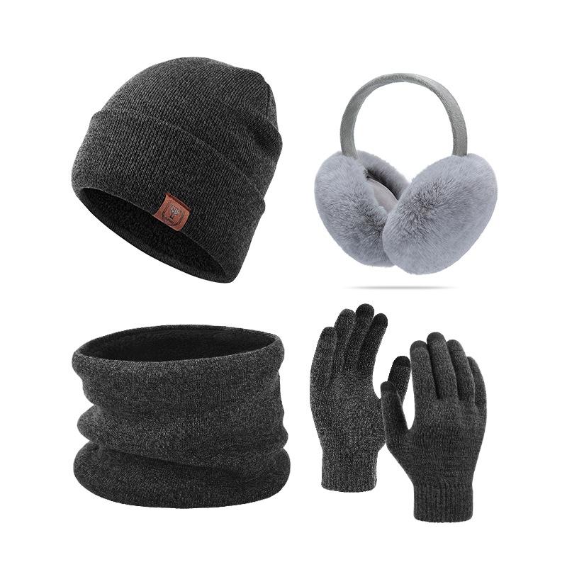 Winter Hat Scarf Gloves Socks Warm Four Piece Set Thickened Wool Socks Knitted Cold Proof Set