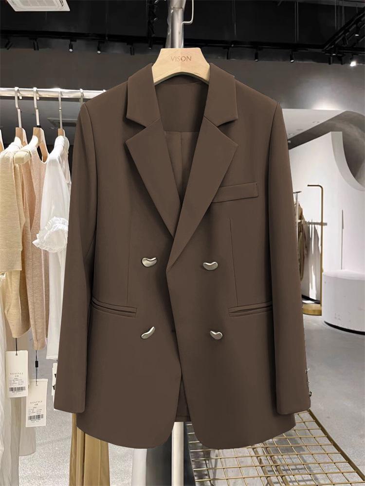 2024 Frühling/Herbst Damen Blazer im britischen Stil Grau Texturiert