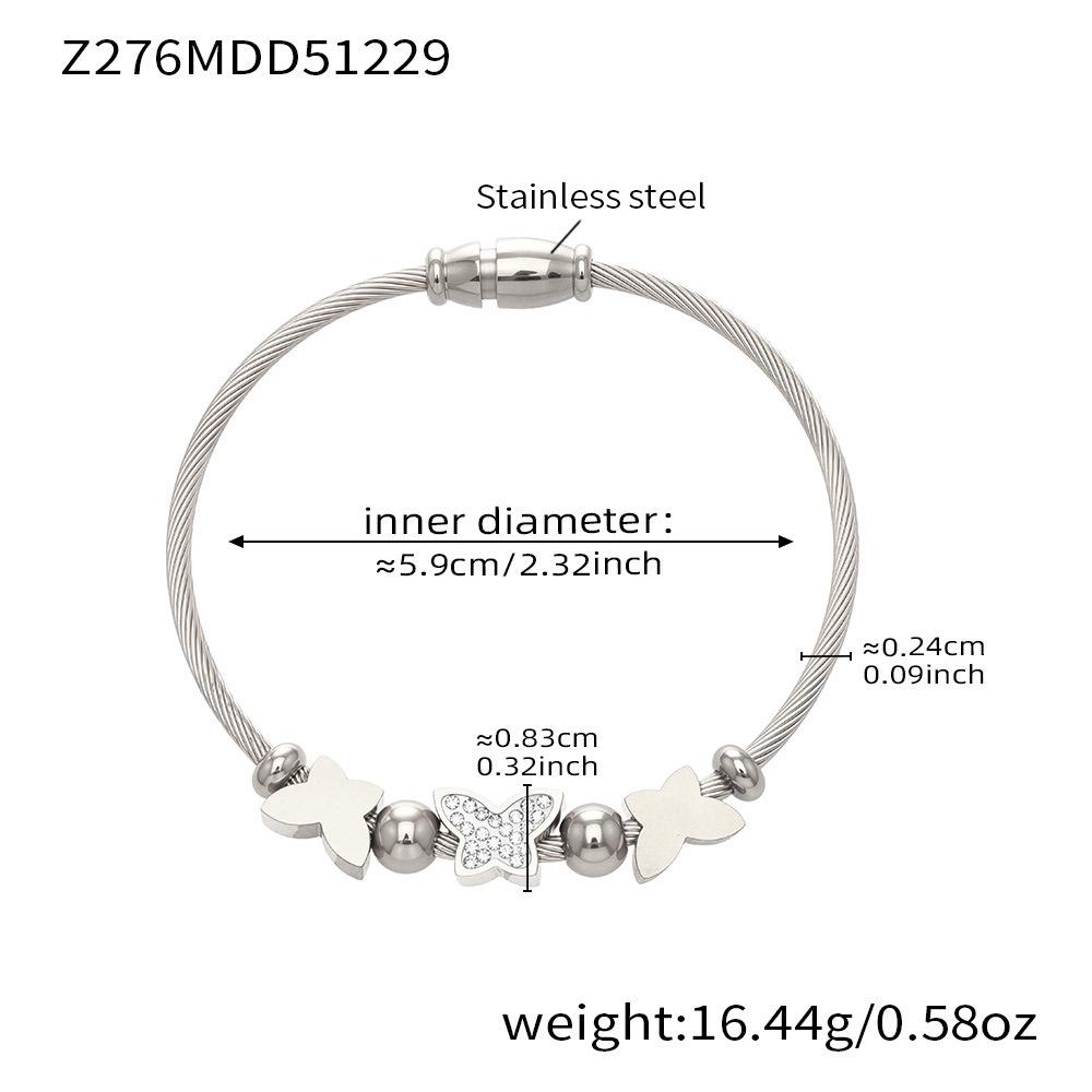 18K Gold-Plated Stainless Steel Bracelet: Butterfly Flower Design with 5A Zirconia Inlays, Multiple Styles Available