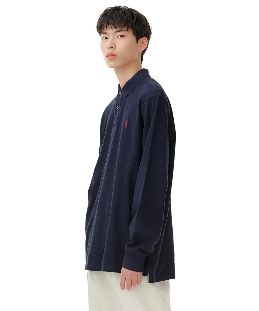 POLO RALPH LAUREN Custom Slim Fit Long Sleeve Mesh Polo - Blue