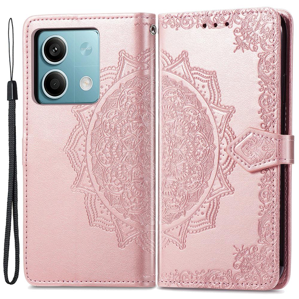 

Для Xiaomi Redmi Note 13 5G чехол с 3 слотами для карт Mandala из искусственной кожи-бумажника чехол для телефона Rose Gold