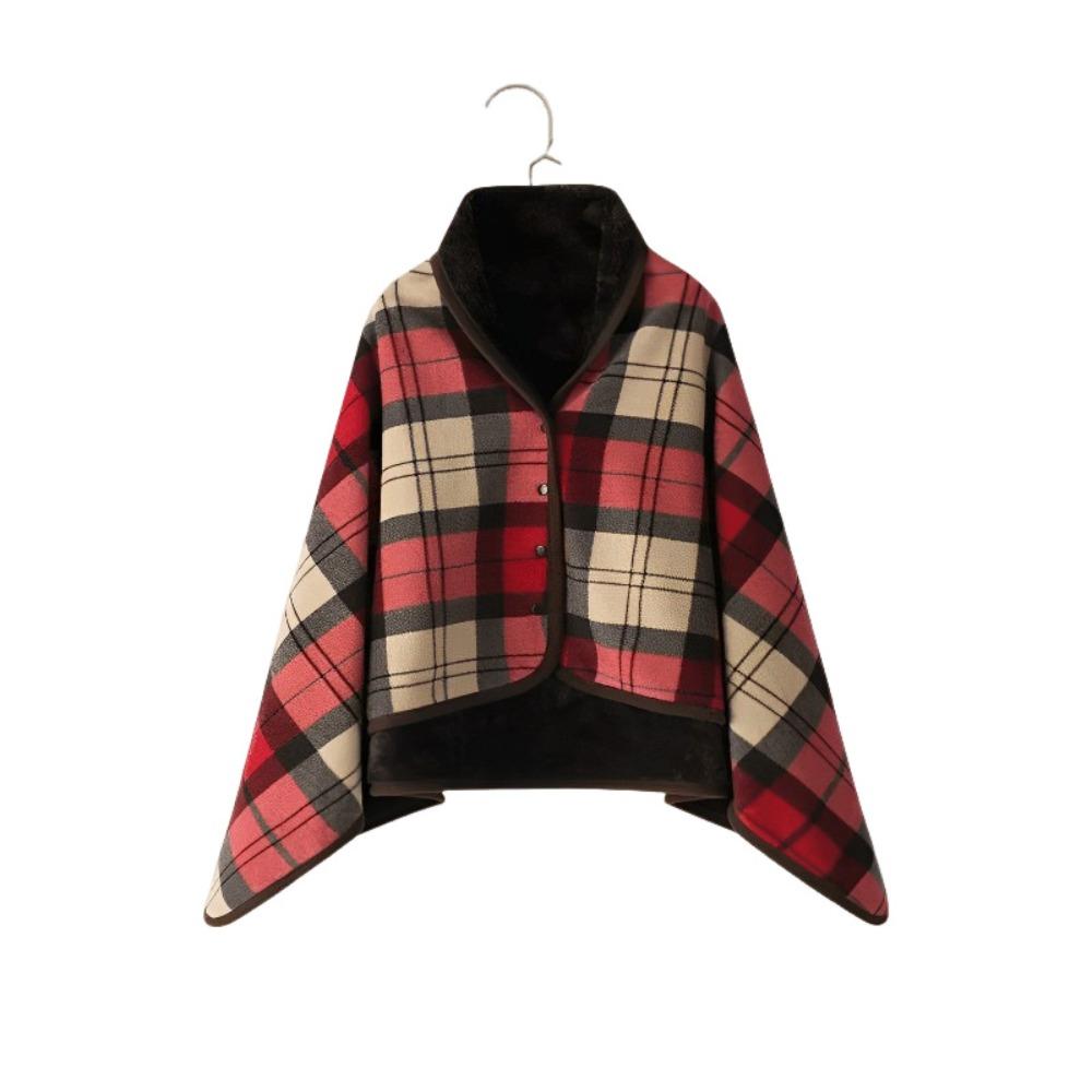 Lazy Plaid Wearable Blanket Thicken Soft Casual Office Blanket with Button Warm Home Shawl Blanket Winter