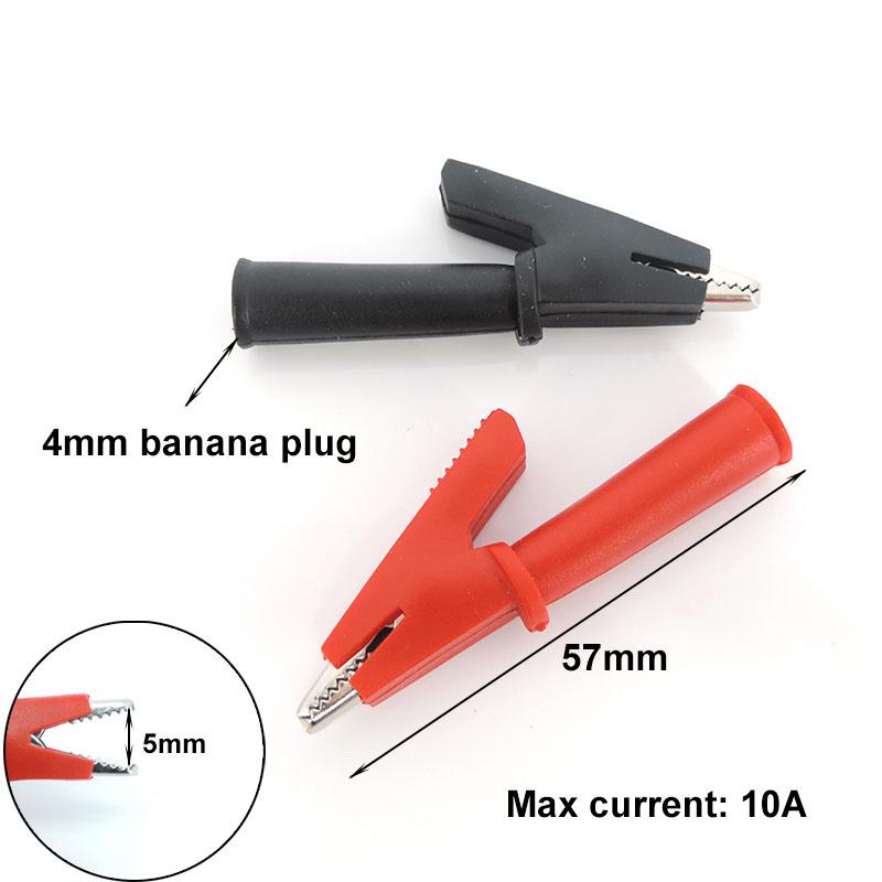 1pair 10/20/50A PVC Big Alligator Crocodile Clip Clamp Connector Socket Plug Handle Test Probe 4mm Banana Plug Electric Battery