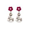 Unique Horse Theme Ear Studs Gold Finish and Stones Adorned for Parties Formal Event Elegant