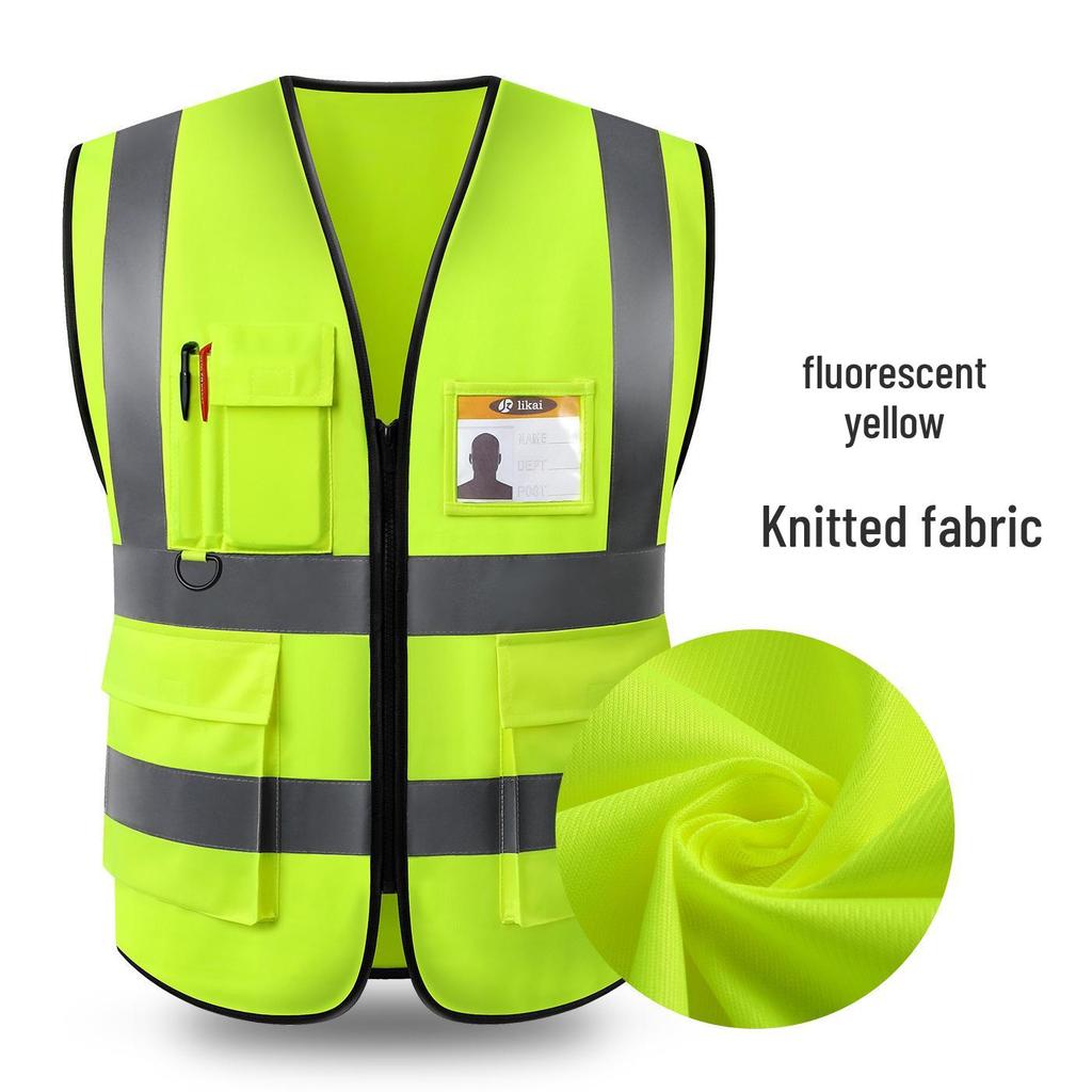 LIKA Reflective Multi-Pocket Safety Vest for Traffic, Construction, Sanitation, and Gardening