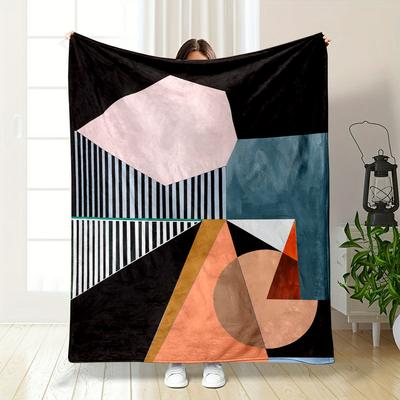 Abstract Geometric Shapes Design Patterned Flannel Blanket Perfect for the Bedroom Living Room, Sofa, or a Little Nap