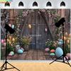 Pastel Happy Easter Day Photography Backdrops Prop With Bunch Eggs Pumpkin Rabbit Children Portrait Party Photo Background ES-01
