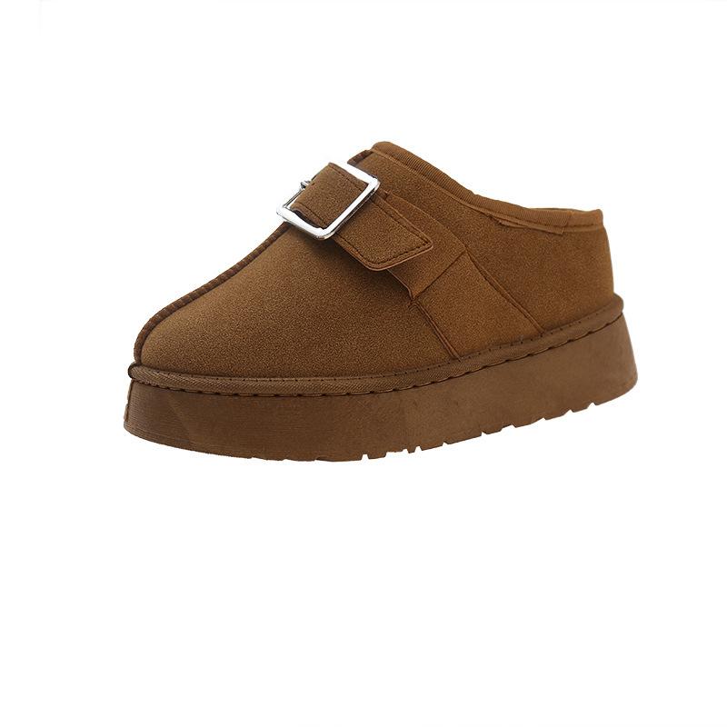 Korean version of the ladies plush lining-soft elastic muffin sole slippers home outdoor slippers thickened warm lightweight comfortable shoes