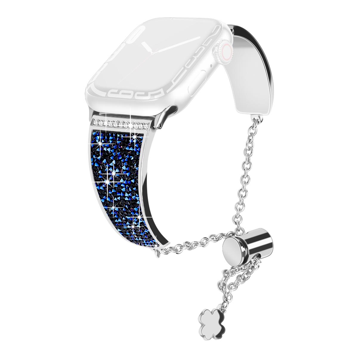 

For Apple Watch 10 46mm/Ultra 2/Ultra 49mm/9 8 7 45mm/SE (2023) SE (2022) SE 6 5 4 44mm/3 2 1 42mm Watch Strap Silver/Blue