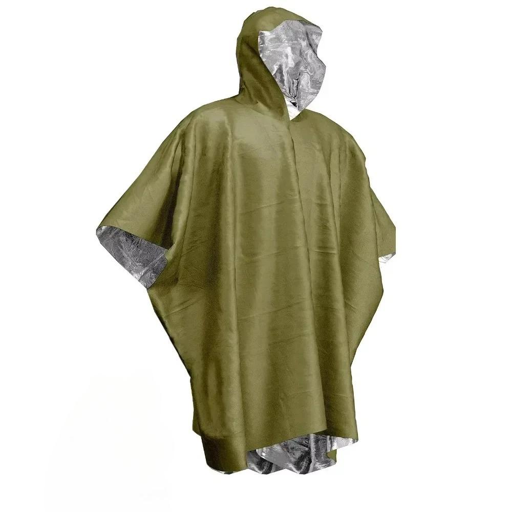 Imperméable d'urgence Poncho jetable en film d'aluminium Isolation contre le froid Vêtements de pluie Couvertures Outil de survie Matériel de camping