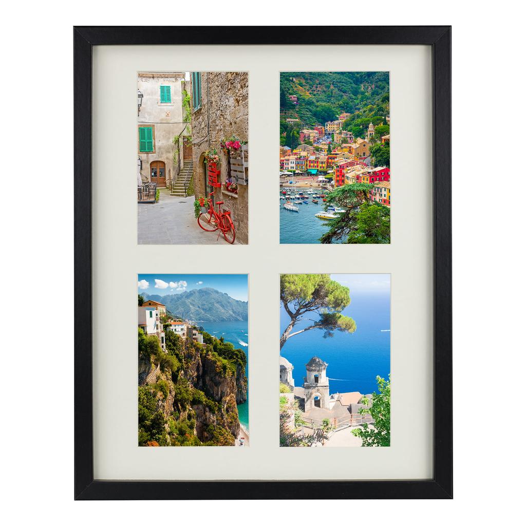 Zestaw 2 Szt. Ramek Czarnych Basic 28X35 Na 4 Zdjęcia 10X15 Cm Z Passe-Partout
