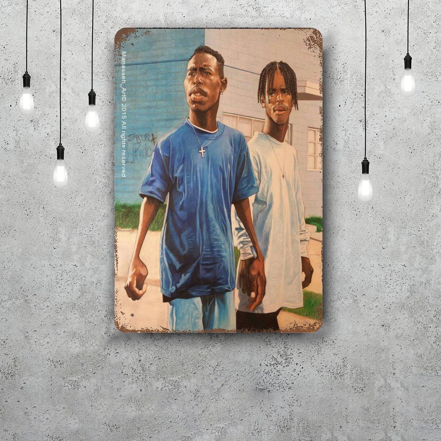 

menace 2 society Classic Poster Rusty Metal Plaque Retro Decorative Plate Bar Man Cave Garage Club Metal Sign Wall Decoration 20x30cm（7.8x11.8inch）