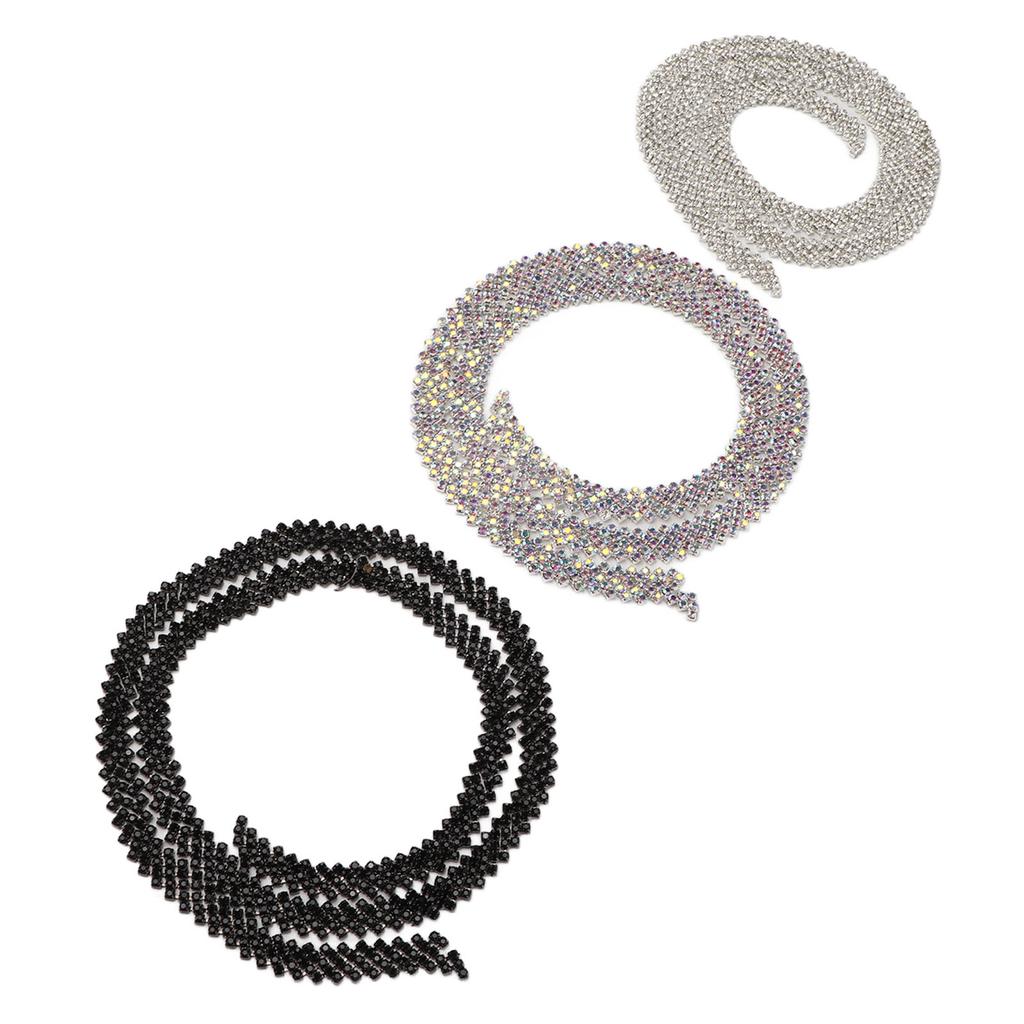 3 Yard 5 Rows Rhinestone Trim Glittering Sparkling Beautiful 3 Colors Rhinestone Chain Applique for Wedding Clothing