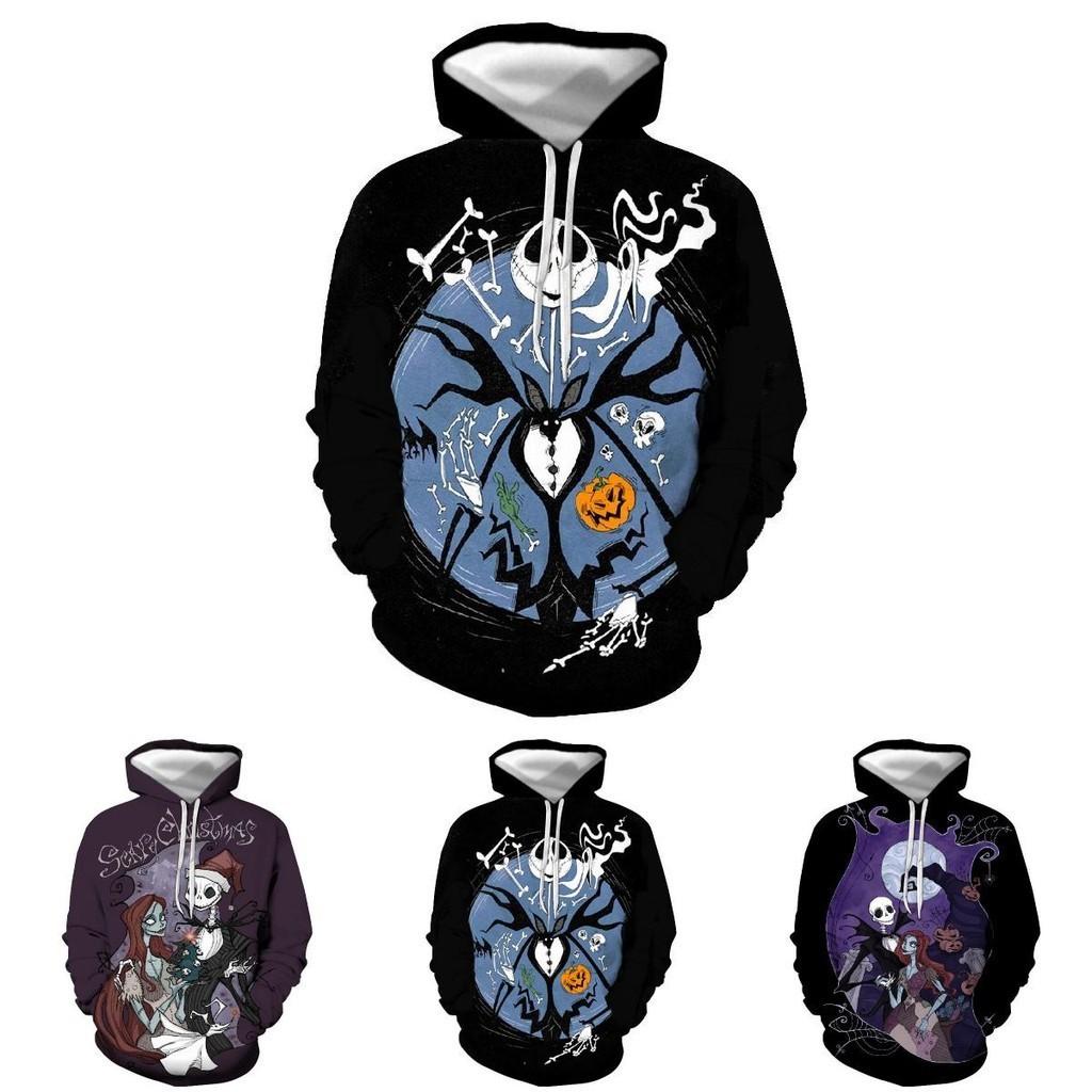 Nightmare Before Christmas 3D Geprint Hoodie Jack Jack Sally Kostuum Stijl