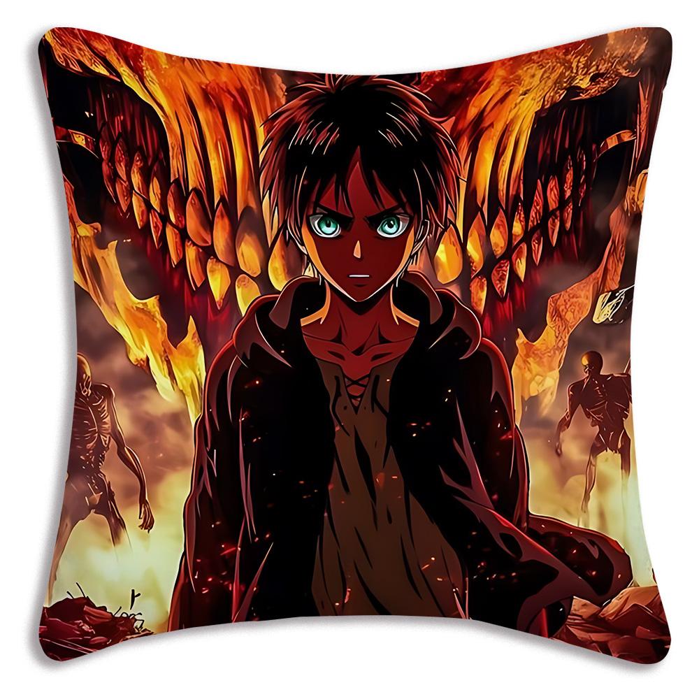 Anime Attacks on Titan Pillow Covers Cartoon Sofa Decorative Home Double-sided Printing Short Plush Cute Cushion Cover