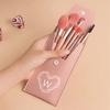 8Pcs Pink Makeup Brushes Set Soft Synthetic Hair Professional With Portable Case For Travel & Daily Use Diamond Pattern