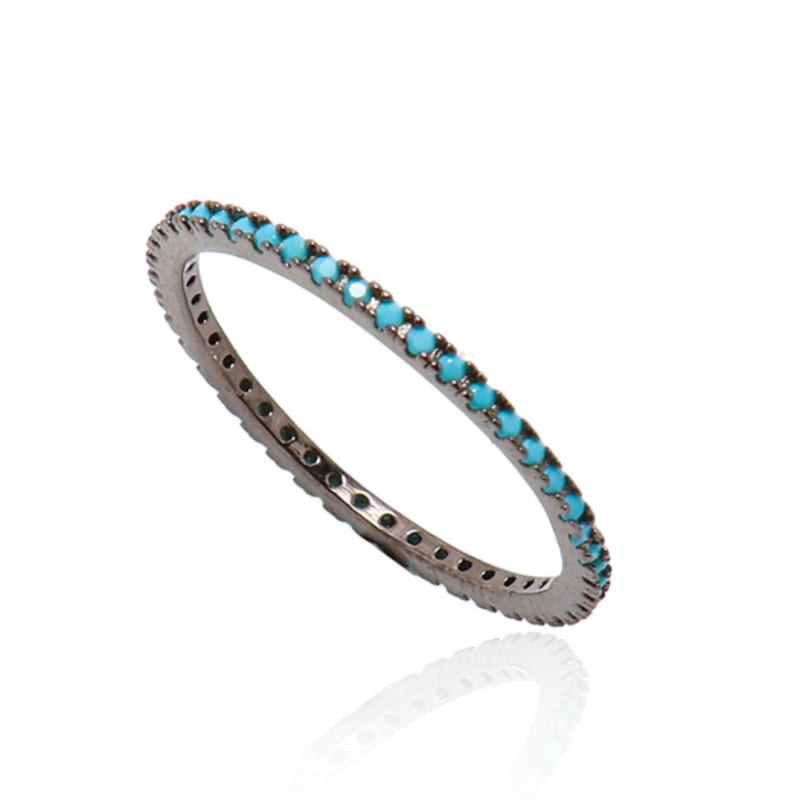 UNI.J [Ir246]Rainbow SleekChicTurquoise Silver Ring