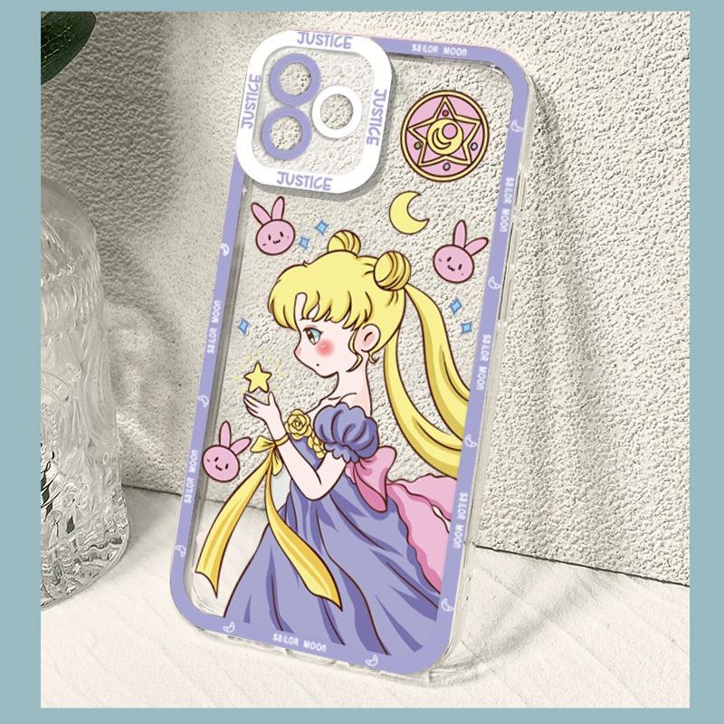 Cute Sailor Moon Water Ice Moon Apple 16 Summer Mobile Phone Case iPhone17 Anti-drop Ultra-thin Transparent Soft Case