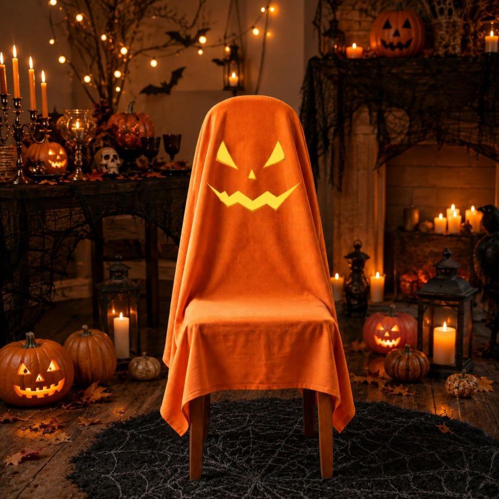 Pumpkin Halloween Dinner Chair Seat Cover Skull Pattern Festival Table Decor Home Decoration
