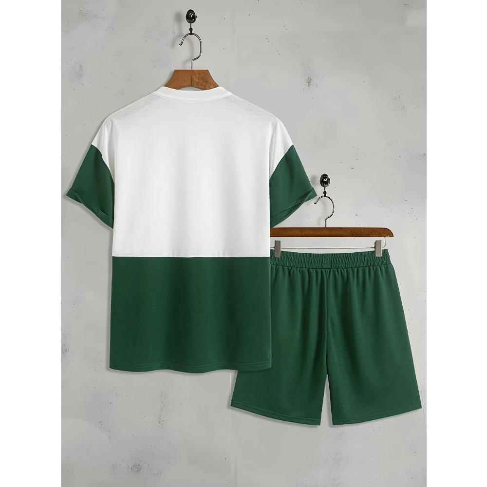 Conjunto Deportivo Casual de Verano para Hombre Camiseta de Manga Corta con Estampado Digital 3D de Cuello Redondo y Pantalones Cortos