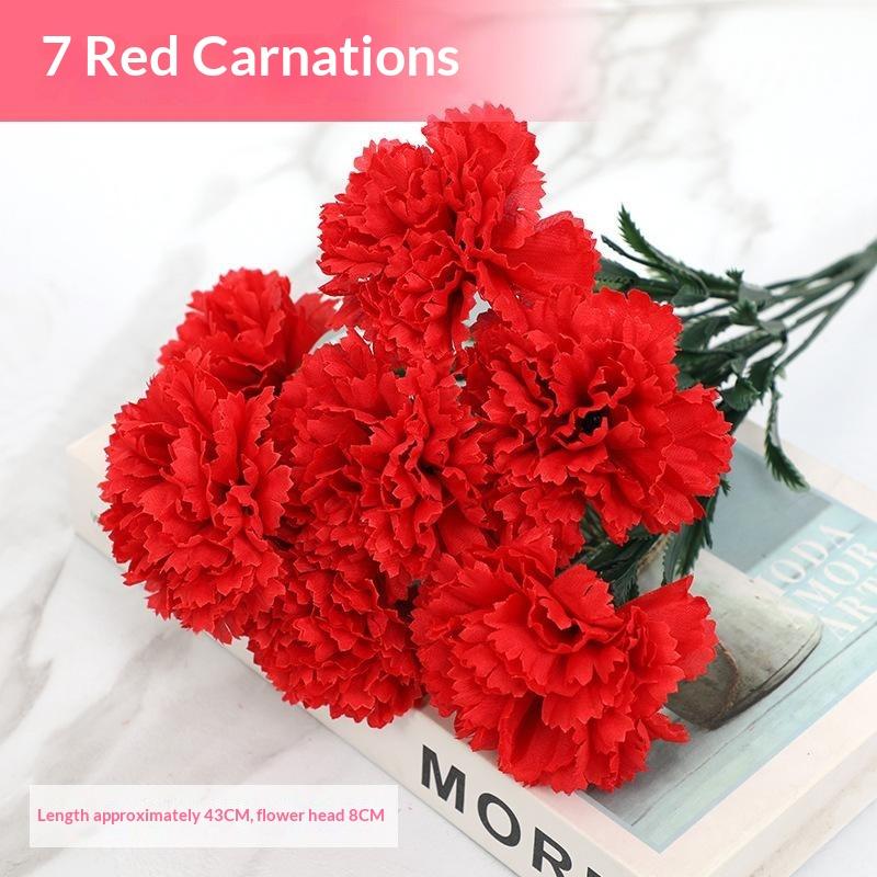 Artificial Carnation Real Touch Flower Bouquet Non-fading Reusable for Mother's Day Surprise Wedding Banquet Home Ornament