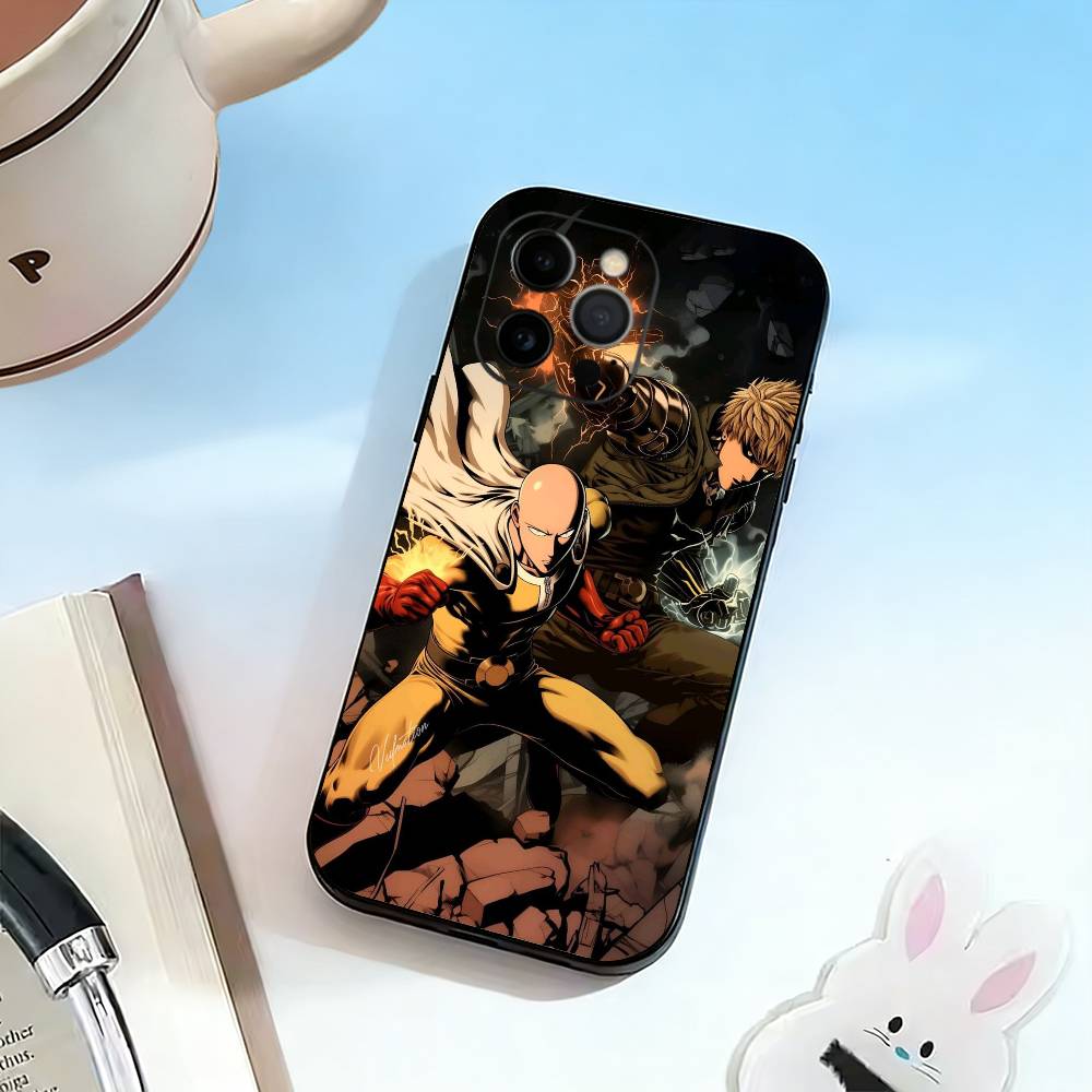 OO-One-Punch M-Man Phone Case For iPhone 17,16,15,14,13,12,11 Plus,Pro Max,XS,Soft Silicone Black Cover