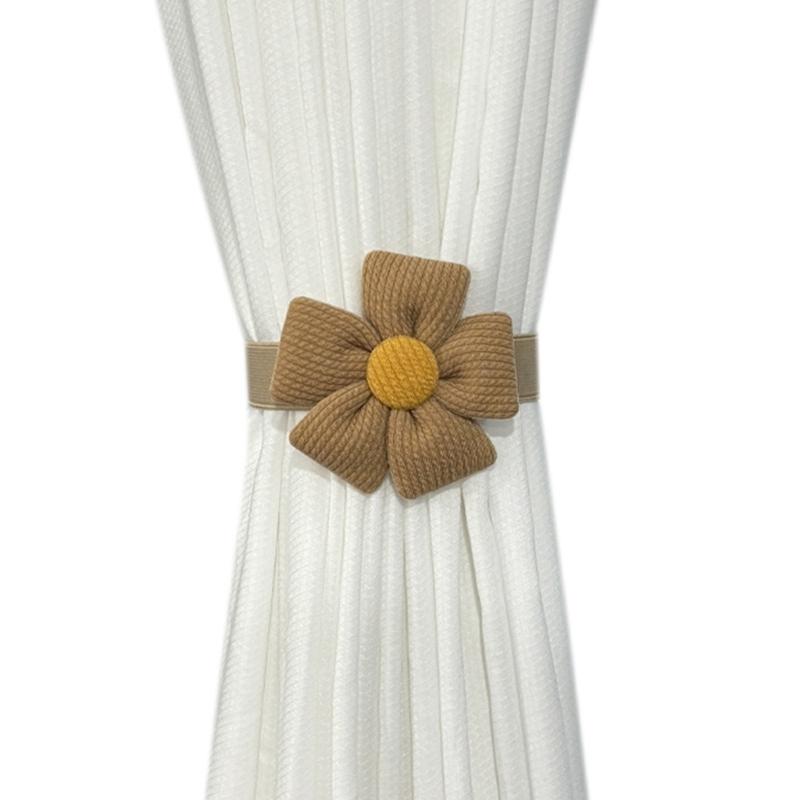Pack of 2 Floral Elastic Curtain Tiebacks Adjustable Strap Window Drape Holdbacks for Children Room Home Office Decors
