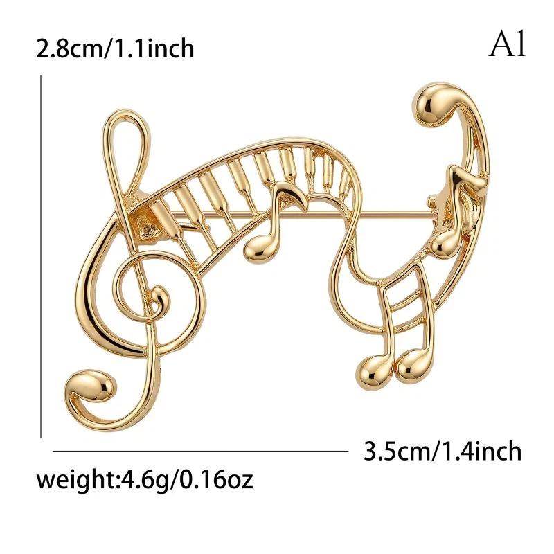 1Pcs Unisex 2-Color Elegant Music Lover Party Office Brooch Pin Metal Musical Note Brooches For Women Gifts