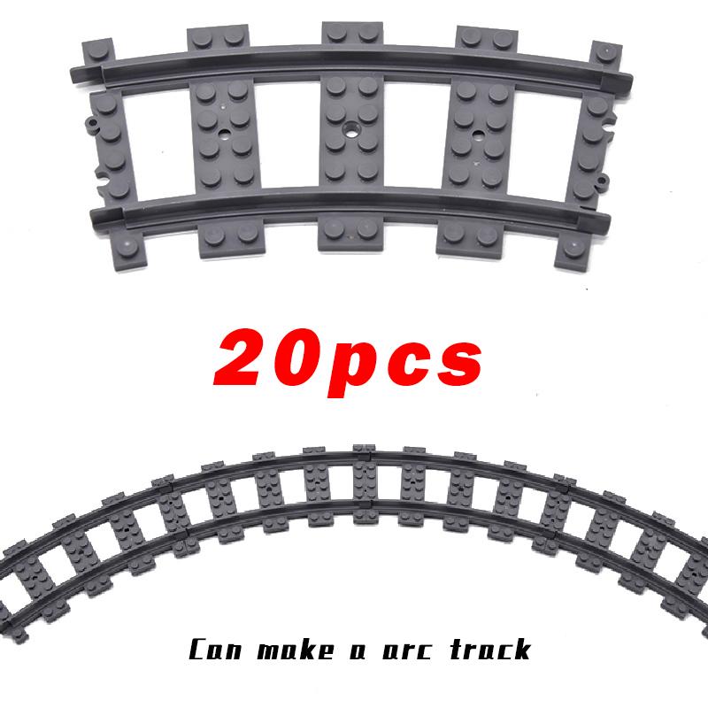 20PCS MOC City Bricks Train Flexible Construction Parts Railway Curve Track R120 Building Blocks Model Accessories Compatible