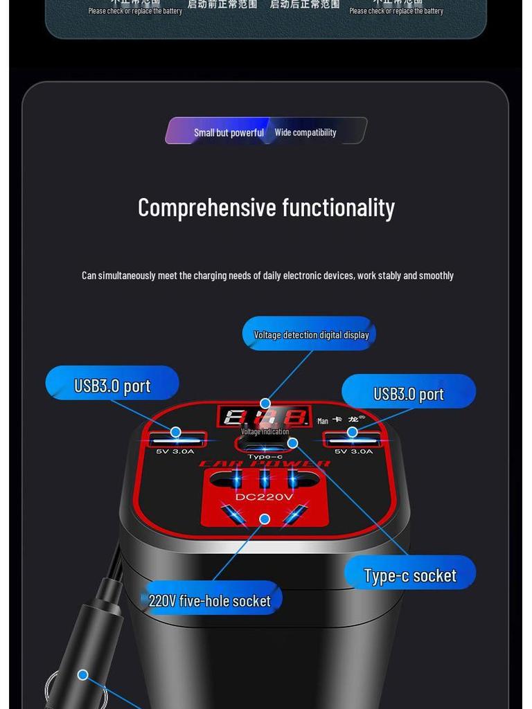 High Power Car & Truck Inverter 24V/12V To 220V Multifunctional Charging Converter