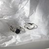 Korean Style Black Geometric Open Ring - Trendy Retro Fashion for Women