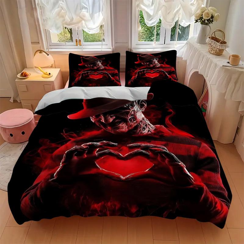 3pcs Horror Icon Duvet Cover Set, Includes 1 Duvet Cover and 1/2 Pillowcases (No Insert) yy251104215
