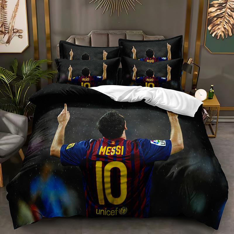 Football Printing Quilt Cover Pillowcase 3D Digital Printing Three-Piece Set