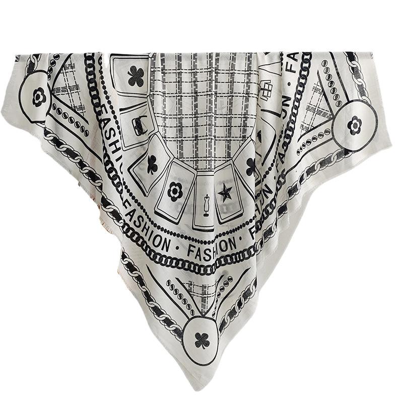 Creative light luxury fashion geometric printing large square scarf women cool high value travel with shawl