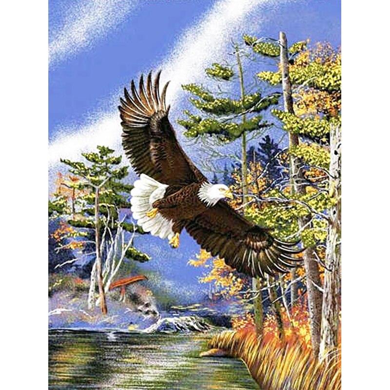 New 5D DIY Diamond Painting Eagle Diamond Embroidery Animals Cross Stitch Full Round Drill Crafts Home Decor Manual Gift