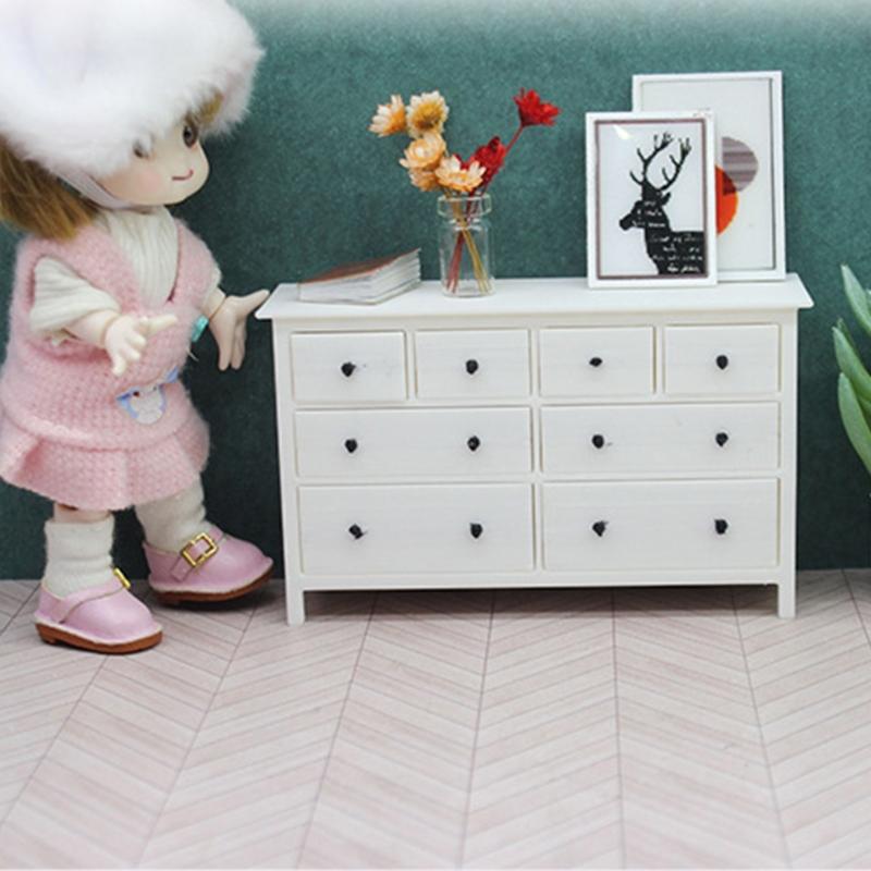 1/12 Scale Miniature Storage Cabinet Chest of Drawer Model Figurine Doll House Accessories Collectible Decoration