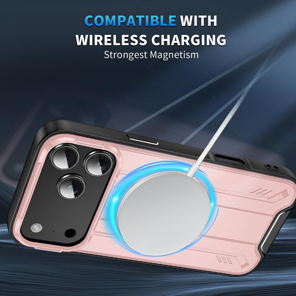 For iPhone 17 Pro Max Case Compatible with MagSafe Rotating Ring Kickstand PC + TPU Shockproof Phone Cover