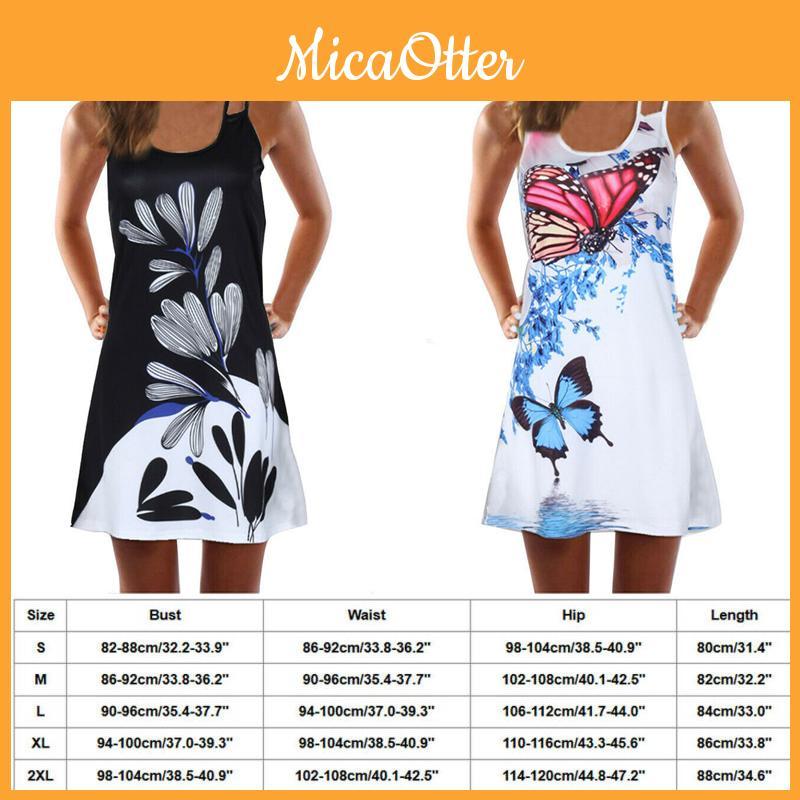 Elegant Women Summer Vintage Beach Sleeveless 3d Floral Print Boho Tank Dress