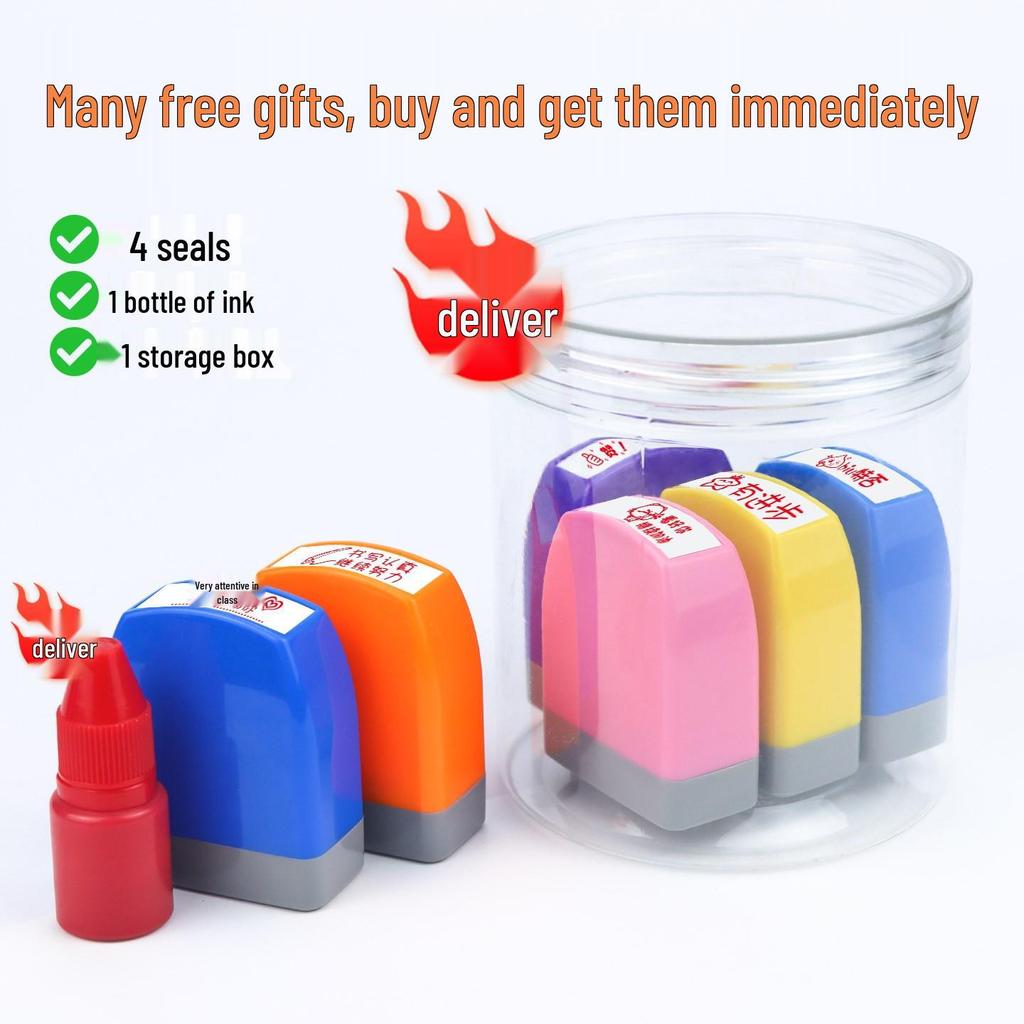 Teacher's Reward Homework Stamps: Cartoon Praise & Encouragement for Students