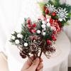Flower Pine Cone Xmas Holly Flower Pine Branch Artificial Pine Branch Christmas Berry Christmas Decoration Artificial Flower