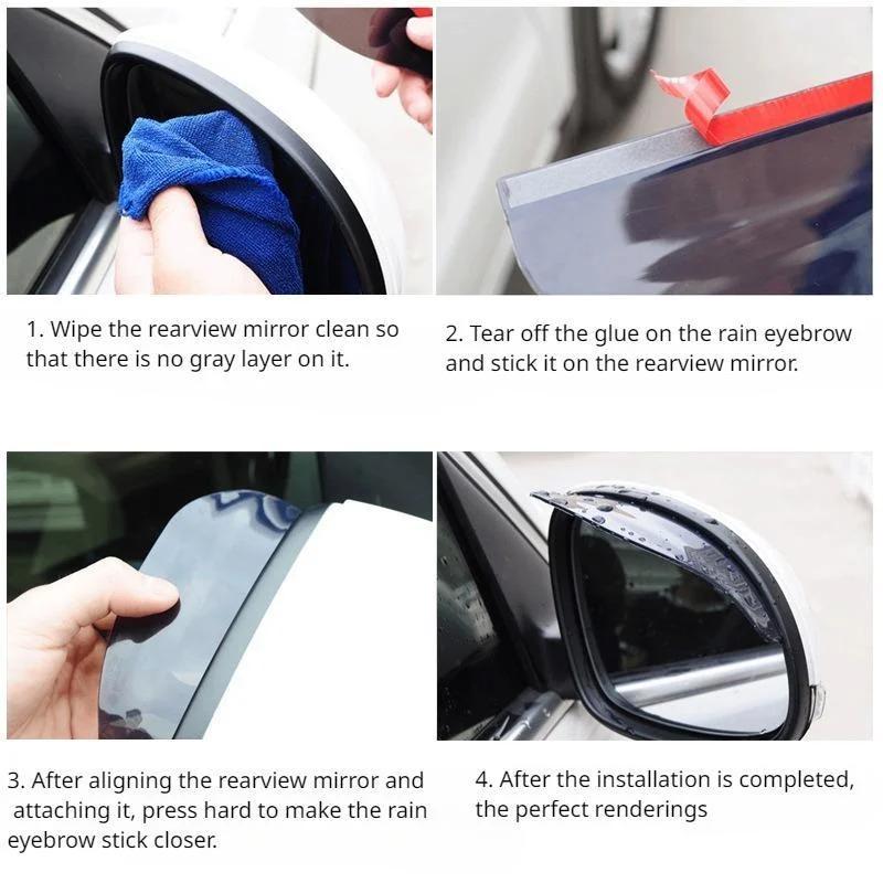 2PCS Car Rear View Mirror Rain Visor Guard Side Mirror Rain Eyebrow Universal Waterproof Auto Smoke Guard