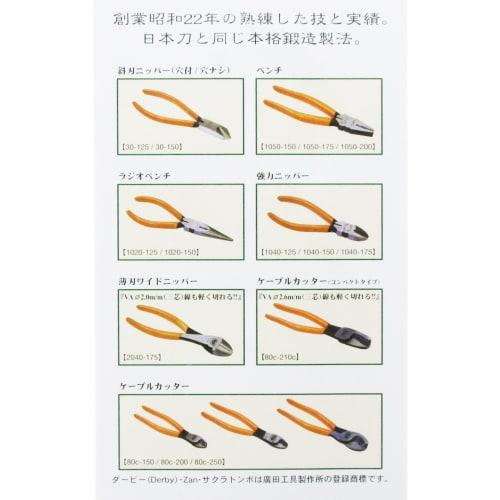 Derby Angled Blade Nippers (with Holes) 125mm 30-125(H) Made In Japan