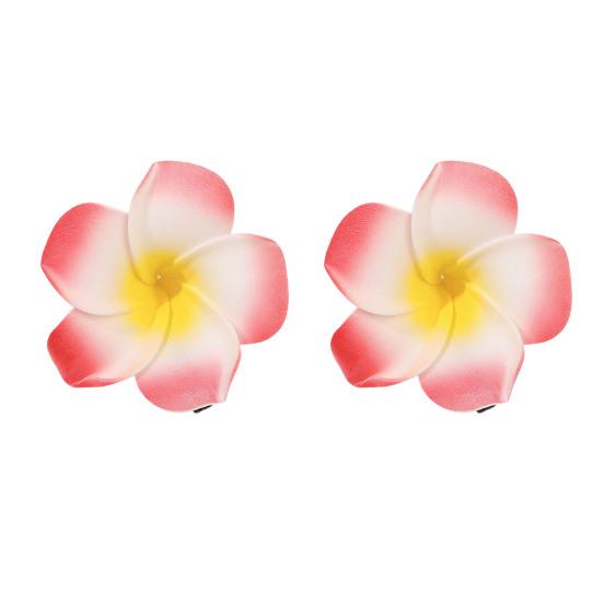 

2 шт., заколка для волос с цветком плюмерии, Нескользящие красочные боковые зажимы, декоративные пластиковые аксессуары для волос для женщин и девочек красный