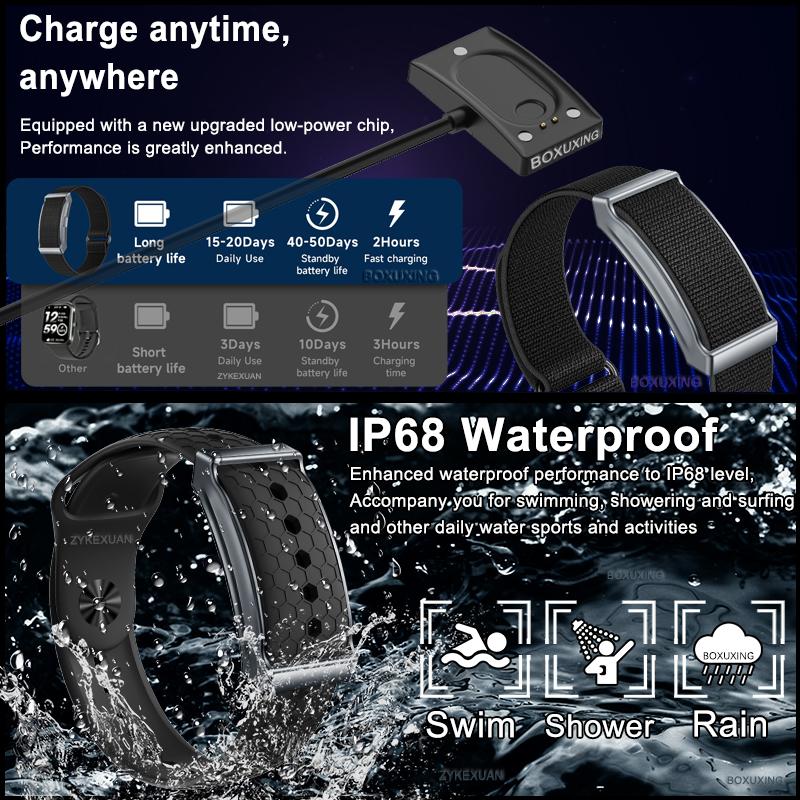 New No Screen Smart Watch Men Woman Sports Outdoors Fitness Heart Rate Monitor IP68 Waterproof Call Reminder Smart Wristband