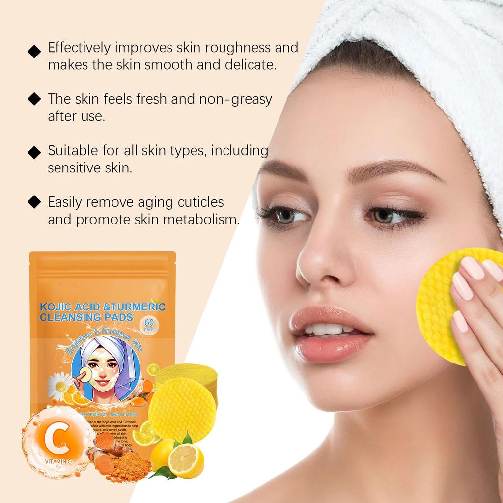Cleansing Pads For Face And Body, Compressed Kojic Facial Sponges, Gentle Cleanser For All Skin Types